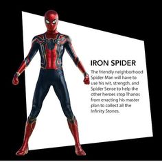 an image of a spider man with the caption iron spider