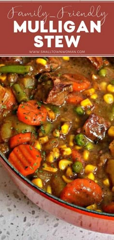 a pot full of stew with carrots and corn