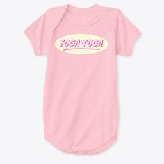 a pink bodysuit with the words yoga - toed on it's chest