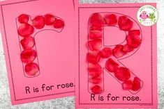 the letter r is for rose and it's for rose cut out of pink paper