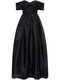 black linen/flax semi-sheer panels off-shoulder ruffled detailing rear zip fastening straight hem maxi Ruched Midi Dress, Raw Beauty, Denim Accessories, Silk Maxi Dress, Shirt Dresses, Fashion House, White Maxi Dresses, Linen Dresses, Floral Dress Black