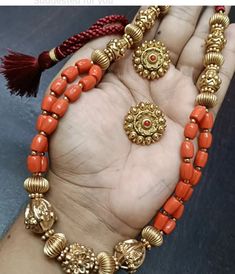 Coral Jewelry Set, Gold Jewellry, Black Beaded Jewelry, Ruby Necklace, Coral Jewelry, Traditional Jewelry, Black Beads