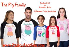 the pig family is wearing matching shirts for their children's t - shirt contest