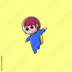 a cartoon character flying through the air with a banana in his hand and wearing a blue outfit