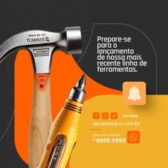 an advertisement with a hammer and other tools on it's back side, in spanish