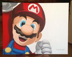 a painting of mario in a red hat and moustache