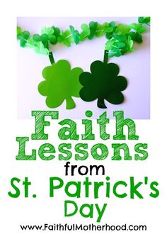 st patrick's day craft for kids with shamrocks and leaves on the side