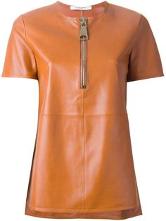 Leather T Shirt, Leather Clothes, Leather Blouse, Designer Tops For Women, Women Blouses Fashion, Designer Tops, Sister Shirts, Leather Dresses, Leather Outfit