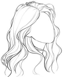 a drawing of a woman's head with long hair and a ponytail on her head