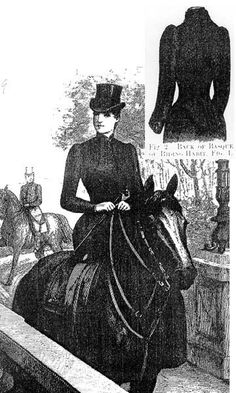 Full riding costume for sidesaddle, 1890s. Victorian Dress Pattern, Historical Sewing, Pattern Collection, Harper’s Bazaar, So Many People, Sport Gym, Fashion Plates, Archery