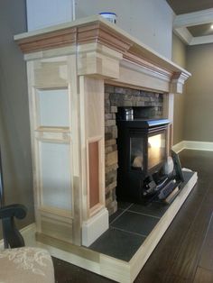 a fireplace with a fire place in it