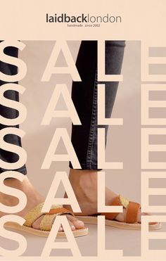 a woman's feet in sandals with the words casual sale on them