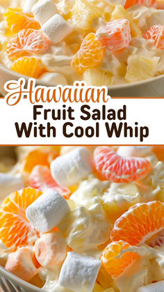 Hawaiian Fruit Salad Recipe With Cool Whip and Marshmallows Fruit Cocktail Salad Cool Whip, Fruit Salad Recipe Cool Whip, Luau Party Snacks, Hawaiian Food Recipes, Fruit Salad With Cool Whip, Hawaiian Fruit Salad, Fruit Cocktail Salad, Whip Recipes, Hawaiian Salad