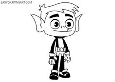 an image of a cartoon character that is drawn in black and white with the words easy drawing