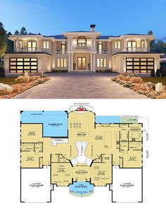 the floor plan for this luxury home is very large and has lots of windows on each side