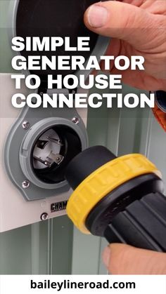 a person is fixing an electrical outlet with the words, simple generator to house connection