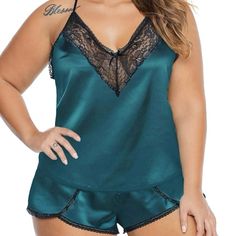 Xakalaka Women Plus Size Dark Teal Pajamas Cami Shorts Set Nightwear Sexy Lace Lingerie Sleepwear. Top Worn Once/Bottoms Never Worn! Xakalaka Is An Original Brand Of Women Lingerie. It Has Created Various Classical Women Lingerie. Size 4x Fabric Type: 65% Polyester 35% Cotton Care Instructions: Machine Wash, Hand Wash Only About This Item: Material: Plus Size Cami Shorts Set Is Made Of Soft And Stretchy Fabric Which Makes It Breathable And Comfortable. Features: Xakalaka Plus Size Cami Shorts Se Teal Pajamas, Classical Women, Womens Pajama Shorts, Pj Shorts, Cami Set, Women Nightwear, Lace Lingerie, Women Plus Size, Designer Shorts