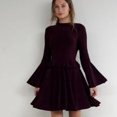 Nwt Asos Dark Plum Purple Bell Sleeve Dress Us Size 6 Uk Size 10 Nice No Issues. Offers Are Always Welcome. Purple Long Sleeve Dress With Buttons, Purple Bell Sleeve Dress, Asos Purple Dress, Purple Long Sleeve Non-stretch Dress, Purple Button-up Daywear Dress, Plum Purple, Size 6 Dress, Bell Sleeve Dress, Plum