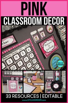 pink classroom decor is featured in this poster