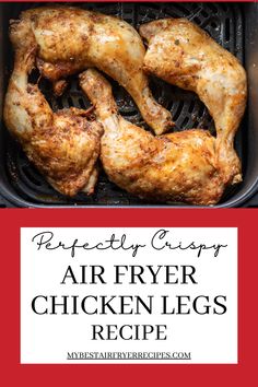 air fryer chicken legs recipe with text overlay