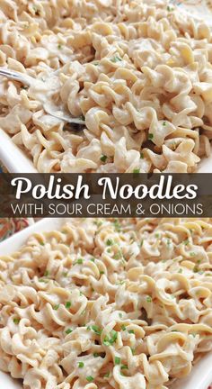 A simple homemade side dish recipe with egg noodles, sauteed onions and a simple sour cream sauce very much like Beef Stroganoff or Noodles Romanoff. Recipe With Egg Noodles, Polish Noodles, Cream Onions, Egg Noodle Recipes, Noodle Recipes Easy, Sour Cream Sauce, Sour Cream And Onion