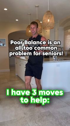 a man standing in front of a kitchen counter with the caption i have 3 moves to help