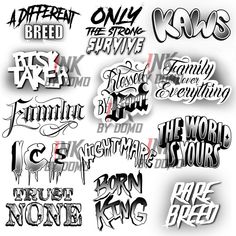 some type of graffiti font with different styles