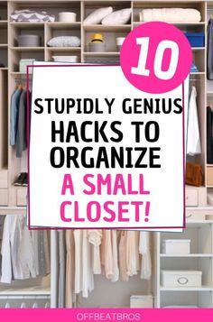 An organized closet is an absolute must to have an organized home and an organized life. Fortunately, these closet organization ideas will help you get an organized closet easy and fast. Check them out today. #closetorganizationideas #closetorganization #organizedcloset #offbeatbros #organizationhacks #smallclosethacks Small Closet Apartment Organizing Ideas, Diy Easy Closet Organization, Closet Organization Ideas For Apartments, Closet Organization Ideas Dollar Tree, Basement Closet Organization Ideas, Organization Ideas For Closet, Small Closets Organization, Small Closet Organizer Ideas, Summer Closet Organization