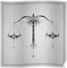 a drawing of a scale with two birds on it