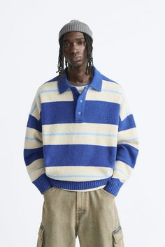 Clothes Capsule, Mens Striped Sweater, Summer 2025, Clothing Pieces, Stripe Outfits, Mens Outfit Inspiration, Knit Polo, Polo Blue