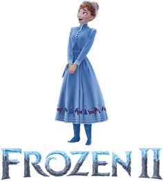 the frozen ii movie poster with an image of a woman in blue dress