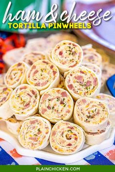 ham and cheese pinwheels on a plate