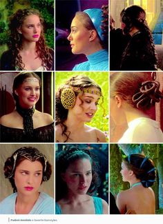 many different pictures of women with braids and hair in various styles, all wearing head pieces