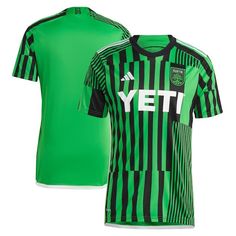 Austin FC adidas 2023 Las Voces Kit Replica Jersey - Green - UKASSNI Adidas Kit, Save Our Planet, American Shorthair, Custom Jerseys, Favorite City, Our Planet, Different Patterns, Adidas Logo