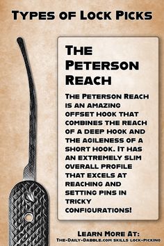 an advertisement for the book, types of lock picks