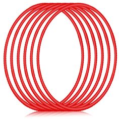 a set of red rubber bands on a white background