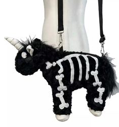 Brand New GOTH UNICORN SKELETON shoulder bag.  "This pin contains affiliate links, which means I may earn a commission at no cost to you extra for you".   #affiliate #advertising" Mode Pastel, Hipster Goth, Dark Punk, Goth Kawaii, Gothic Mode, Women Skeleton, Fluffy Bag, Black Unicorn, Goth Accessories