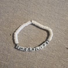 Cheer Life Bracelets! Handmade! Made With Heishi Beads, Metallic Round Beads And Cube Letters! Made To Order! Great For Nationals! Cheer Bracelets, Cube Letters, Cheer Camp, Cheer Life, Cheer Gifts, Kids Accessories Jewelry, Baby Jewelry, Heishi Beads, Bracelet Ideas