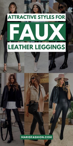 Get stylish with faux leather leggings for any age using these tips and outfit ideas, perfect for creating chic looks with black leather pants and leggings.  faux leather leggings | faux leather leggings outfit | black leggings | oufits with leggings | leather pants outfit | black leggings outfit | black leather pants outfit | faux leather pants | faux leather pants oufit | leather leggings | leather leggings outfit leather leggings | leather leggings fasion | black leather leggings | black leat All Black Outfit Leather Leggings, Night Out Leather Leggings Outfit, Leggings With Heels Outfit Classy, Faux Leather Leggings Blazer Outfit, Styling Leather Pants Winter, Leather Leggings With Chelsea Boots, Black Faux Leather Leggings Outfit Fall, Leather Leggings Office Outfit, Leather Legging Outfits Fall