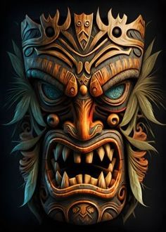 an image of a demon mask on a black background