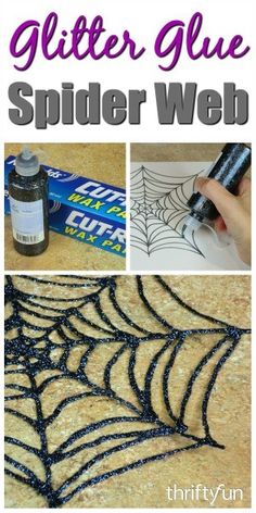 glitter glue spider web is an easy and fun craft for kids to do with their halloween decorations