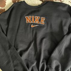 This Super Cute Nike Halloween Crewneck Sweater. Never Worn Brand New! Size Xl. Let Me Know If You Have Any Questions Black Fall Sweater For College, Black Sporty Sweater For Fall, Sweaters Nike, Cute Nike, Halloween Crewneck, Nike Crewneck, Cute Nikes, Nike Sweater, Black Crewneck