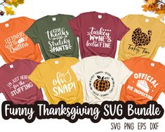 funny thanksgiving svg bundle for t - shirts