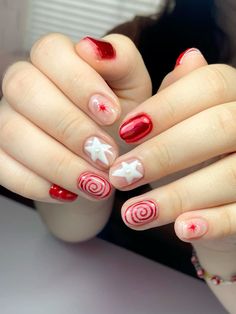 Mani + mix match ♥️🤍💫 Nail Idea Spring, Nails Aesthetic Spring, Spring Nails2023, Gel Nails French Tip, Nail 2023 Spring, Summer Nail Ideas, Red Nail Art, Graduation Nails, May Nails