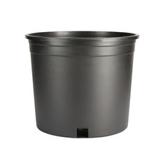 a black plastic pot on a white background