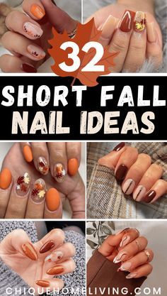 Autumn Biab Nail Designs, Autumnal Short Nails, Fall Nails Art Design, Minimalist Fall Nails Short, October Manicure Ideas, Easy Fall Gel Nails, Simple Fall Color Nails, Nail Ideas With Accent Nail