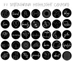 black and white images with the words instagramm highlight covers