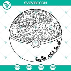 the pokemon poke ball coloring page is shown in this image, it's filled with many