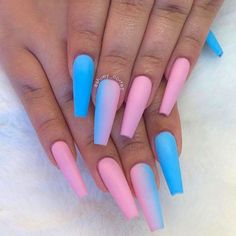 Bright Summer Acrylic Nails, Blue Ombre Nails, Milky Nails, Nail Designs Tutorial, Blue Acrylic Nails, Cute Acrylic Nail Designs, Glow Nails, Ombre Nail Designs, Nail Art Ombre