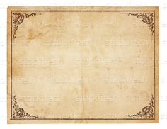 an old parchment paper with ornate scrolls and flowers on the edges, isolated against a white background